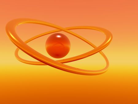 Gold rings and sphere - 3d sceneの写真素材