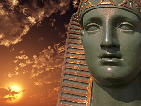 Egyptian Sphinx on the sunset sky 