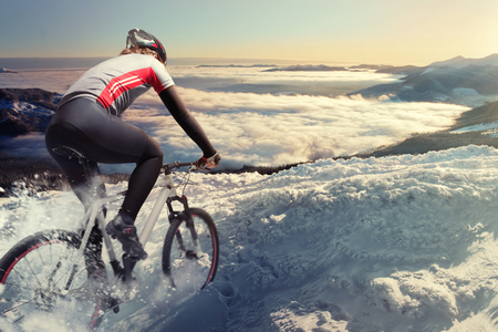 cyclist in the mountainsの写真素材