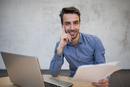 happy business man at workの写真素材