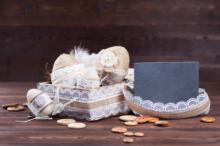 haberdashery easter decoration idea with copyspace on signの写真素材