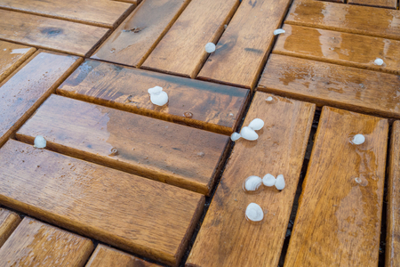 hail on floorの写真素材