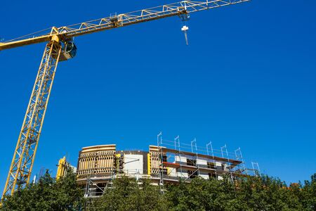 building site with crane and copy space