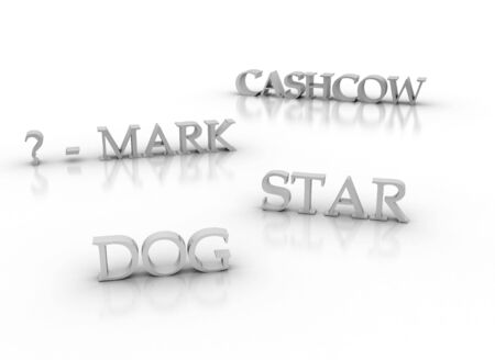 Marketing model 3d keywords in chrome, isolated on white