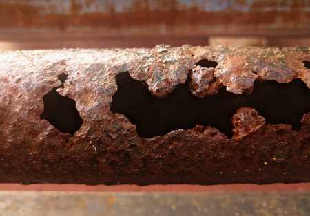 closeup shot of corroded and rusty metal pole