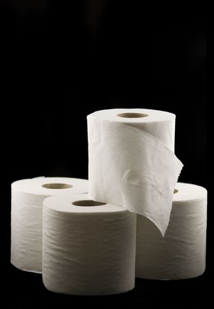 Rolls of white toilet paperの写真素材