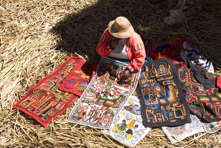Peruvian dressmaker - Titicaca Lake - Peruの写真素材