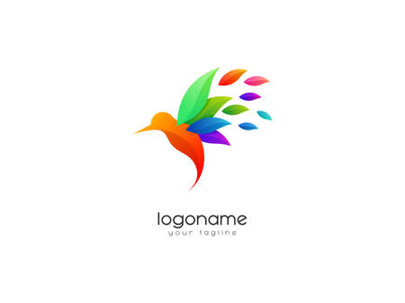 abstract colorful bird logo design templateのイラスト素材