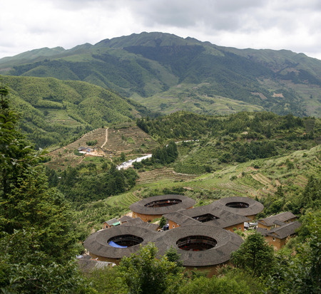 Tulou Buildings in Yongding Chinaのeditorial素材