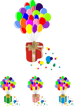 gift in a balloon, a few samples of colors, vectorのイラスト素材