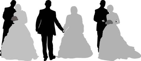 Silhouette bridal couple, vectorのイラスト素材
