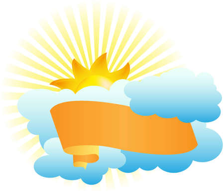 banner on the background of clouds and sunのイラスト素材