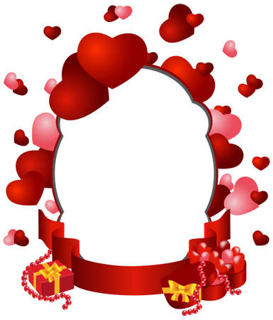 greeting card with hearts vector illustration and giftsのイラスト素材