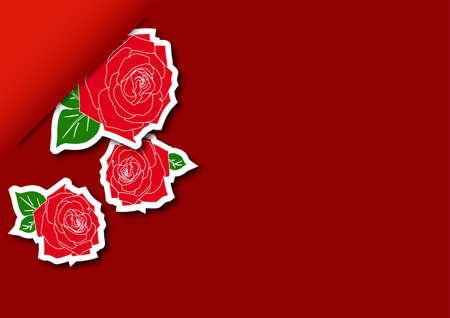Greeting card with red roses vector illustrationのイラスト素材