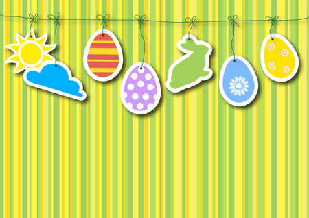 congratulation to a green background with paper Easter eggsのイラスト素材