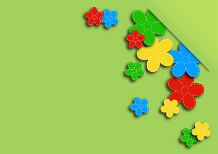 greeting card with colored flowers on a green background vector illustrationのイラスト素材