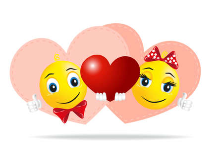 love Smileys are kept in the hands of the heart as a token of loveのイラスト素材