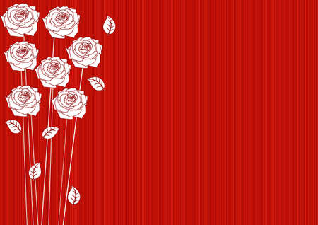 abstract red background with roses and leavesのイラスト素材