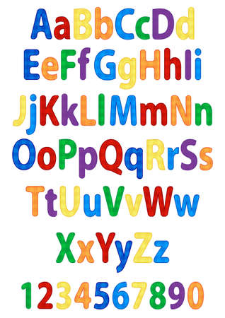 fun colorful alphabet letters and numbers のイラスト素材