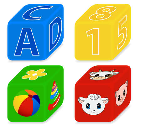 colored cubes for children on a white backgroundのイラスト素材