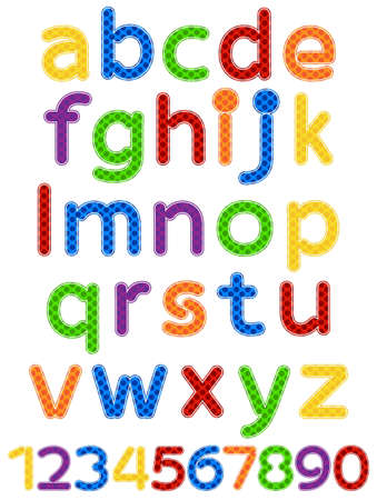 fun colorful alphabet letters and numbers のイラスト素材
