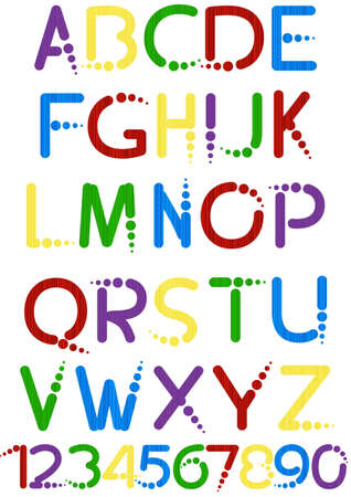 fun colorful alphabet letters and numbers のイラスト素材