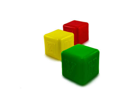 colored cubes for children on a white backgroundの写真素材