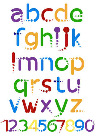 fun colorful alphabet letters and numbers のイラスト素材