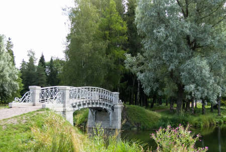 bridge over the river in the parkの写真素材