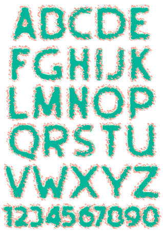 alphabet letters and numbers with the texture of heartsのイラスト素材