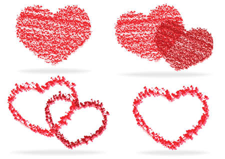 set of stylized hearts on white backgroundのイラスト素材