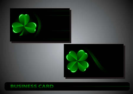 business card St. Patrick's Day clover on a black backgroundのイラスト素材