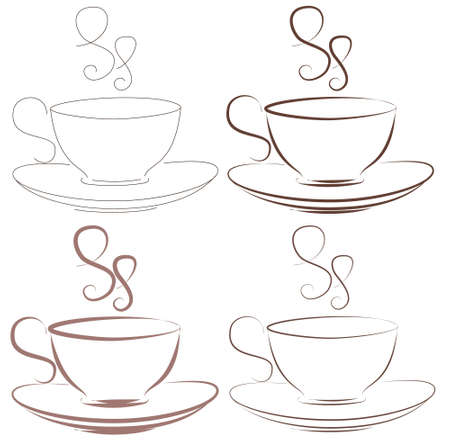 set of paths fragrant cup of coffeeのイラスト素材