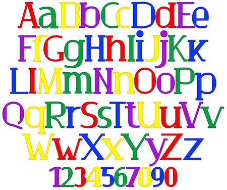 merry multicolored set of decorative letters and numbersのイラスト素材