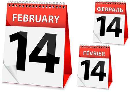 icon in the form of a calendar for Valentine's Dayのイラスト素材