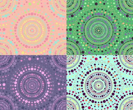 set of seamless patterns of colored circlesのイラスト素材