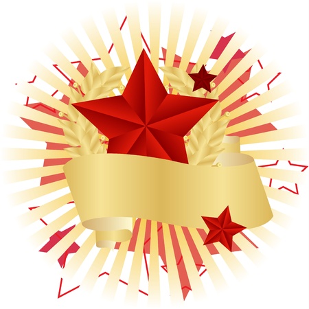 greeting card with ribbons and red starsのイラスト素材