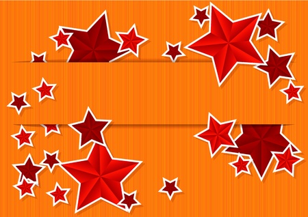 greeting card with ribbons and red starsのイラスト素材