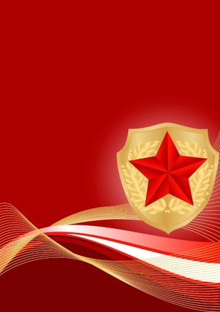 greeting card with ribbons and red starsのイラスト素材