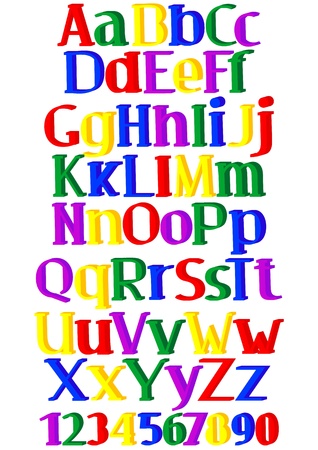 merry multicolored set of decorative letters and numbersのイラスト素材