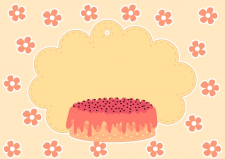 greeting card with a cake on birthdayのイラスト素材
