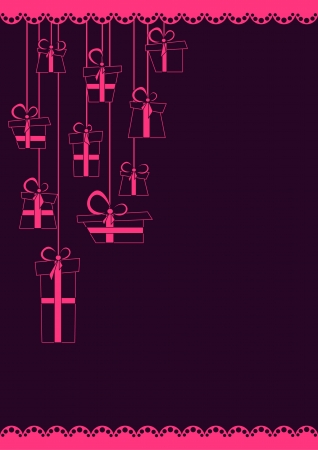 greeting card with silhouettes of gifts and bowsのイラスト素材