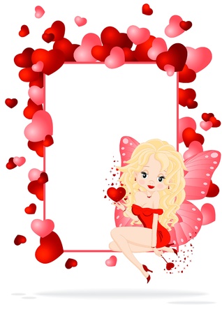 greeting card with fairy and hearts to various holidaysのイラスト素材