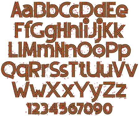 alphabet in the form of St. George ribbon with starsのイラスト素材