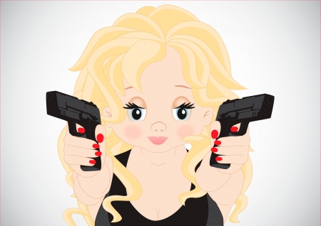 girl in black dress with arms in handのイラスト素材