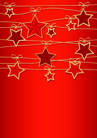 greeting card with ribbons and red starsのイラスト素材