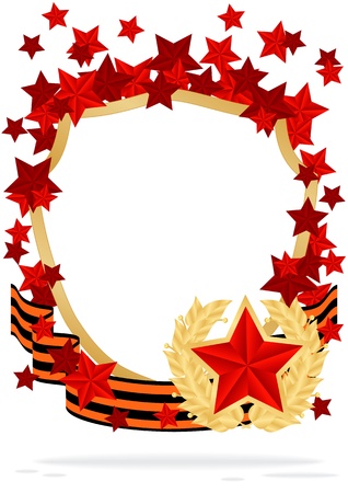 greeting card with ribbons and red starsのイラスト素材
