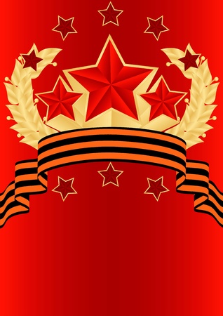 greeting card with ribbons and red starsのイラスト素材
