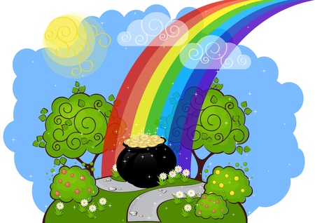 greeting card with clovers and pot of gold St. Patrick's Dayのイラスト素材