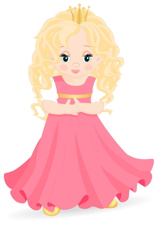 little princess in pink dress isolated on white backgroundのイラスト素材